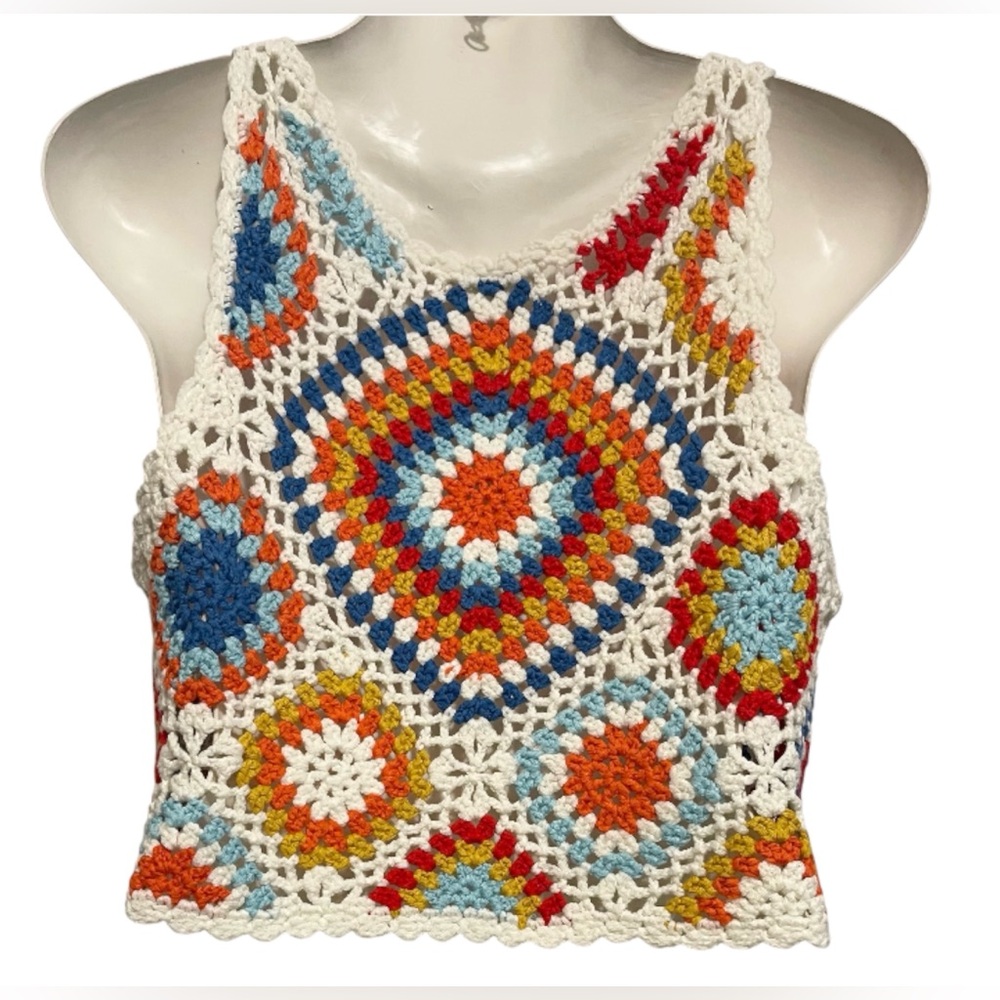 Altar'd State Multicolor Crochet Crop Top - Picture 2 of 4